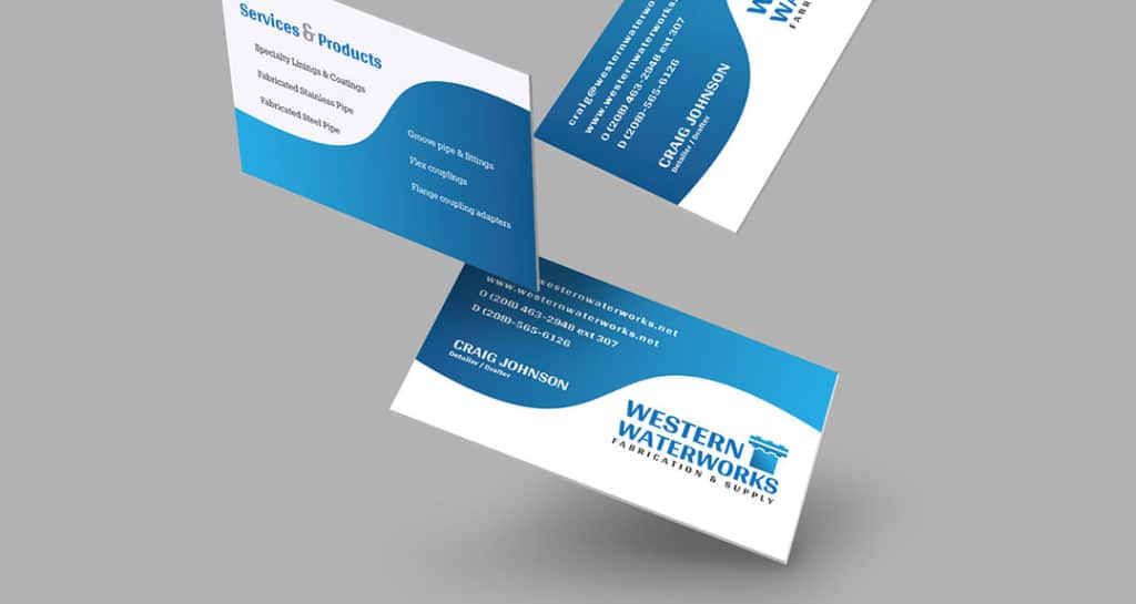 falling custom made business cards for Western Waterworks